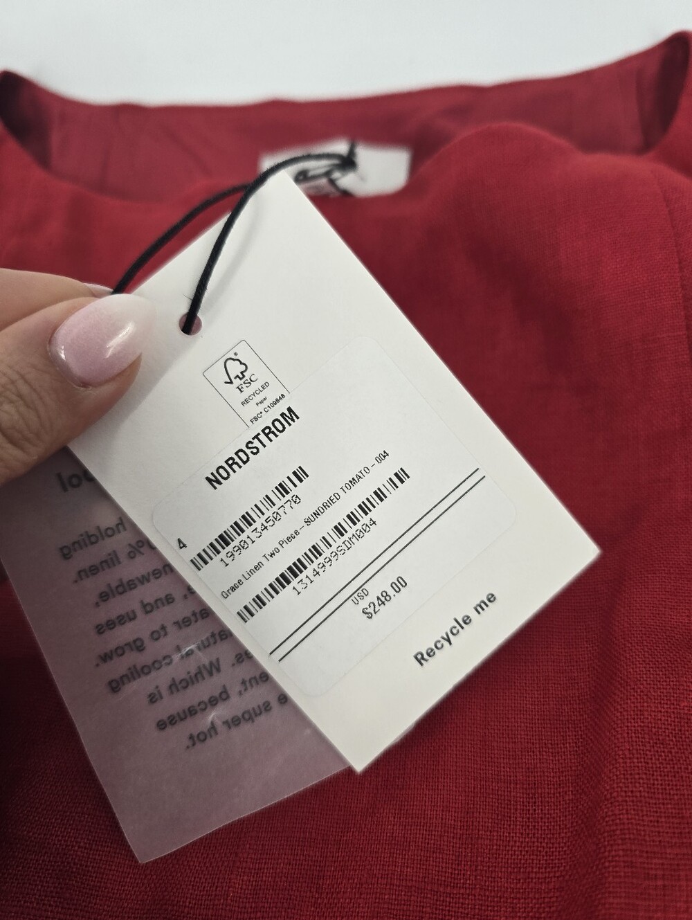 Reformation Grace Linen Two Piece Skirt Set in Sundried Tomato Red Size 4 NEW - Picture 4 of 16